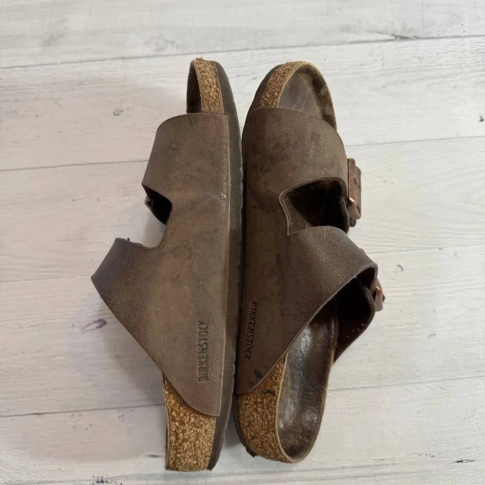 Birkenstock Arizona kids brown leather sandals‎